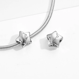 S925 sterling silver star-shaped zodiac charm with sparkling cubic zirconia stones