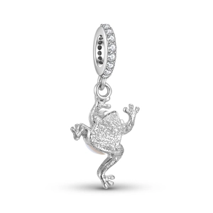 Colgante de rana de plata 925 con piedra lunar para creación de joyas artesanas