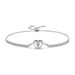 Detailed view of S925 silver Aries zodiac heart charm with cubic zirconia and slider clasp