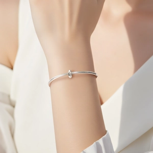 Bracelet maille serpent en argent sterling S925 avec perle signe du zodiaque pour femme