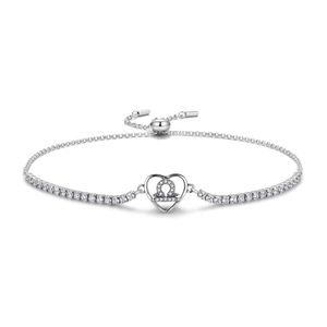 S925 sterling silver Libra zodiac heart bracelet with sparkling cubic zirconia inlay