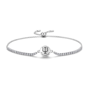 Adjustable S925 sterling silver psychology bracelet with Psi symbol and zircon chain