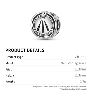 S925 Sterling Silver Celtic Awen Charm bead with radial spiritual symbol design