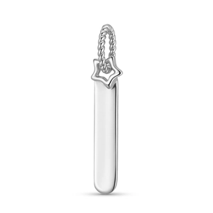 Detailed macro view of S925 sterling silver rectangular pendant with star connector