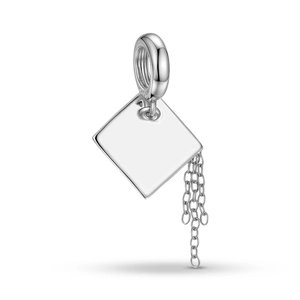 S925 sterling silver graduation cap charm with zircon inlay for DIY bracelet gifts