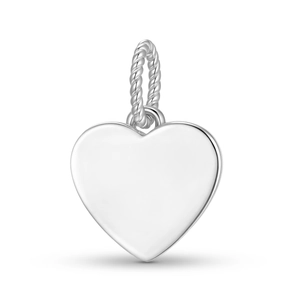 Close-up of heart-shaped S925 silver pendant with polished surface and spiral ring