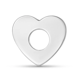 Polished S925 sterling silver heart charm with mirror finish and center hole for DIY jewelry