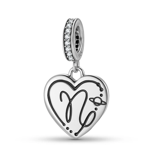 Detailed view of S925 sterling silver heart Capricorn pendant with cubic zirconia