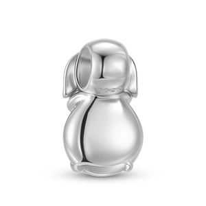 S925 sterling silver bunny charm bead with long ears and hallmark for DIY jewelry making
