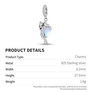 Detailed view of 925 silver leopard charm with moonstone and micro-inlaid zircon