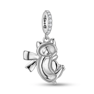 Moonstone Phantom Cat S925 sterling silver pendant with crystal ring and 14k gold accents