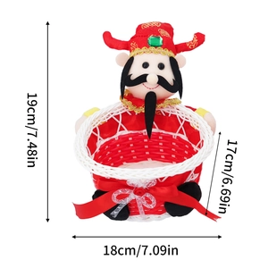 Traditional Chinese God of Wealth candy basket for Lunar New Year festival decorations