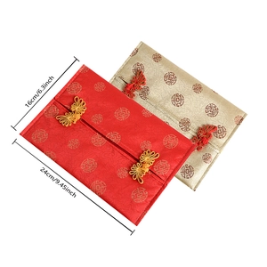 Chinese New Year festive red tissue box cover with traditional knot and silk embroidery