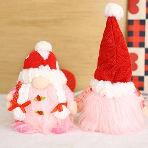 Luminous Valentine's Day plush gnomes with knitted heart hats and soft faux fur beards