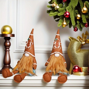 Christmas Gingerbread Man Gnome Doll Faceless Rudolph Plush Ornament Long Leg Gingerbread Gnome For Home Window Decorations