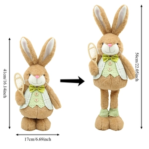 Easter bunny gnome plush with telescopic legs adjusting from 41cm to 56cm height