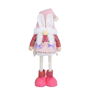 Rosa Teleskop-Osterhase Zwerg mit langen Ohren und Streifenpullover für Heimdekoration
