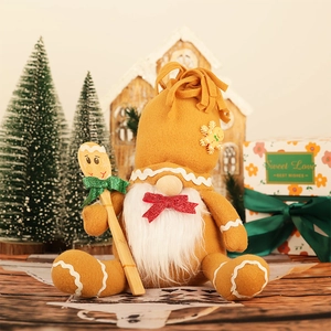 Fait à la Main en Tissu Gnome de Noël Ornement en Peluche Avec Cuillère en Bois Bonhomme de Pain d'Épices Poupée Décoration Maison
