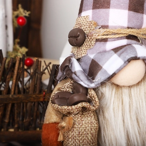 Brown coffee gnome doll with white beard and coffee bean details home decoration