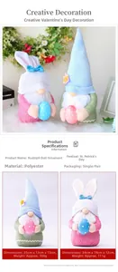 Detailed view of polyester Easter gnomes with bunny ears and colorful decorative eggs