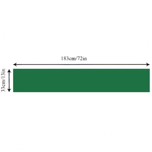 Detailed view showing dimensions 13x72 inches of green St. Patrick's Day table runner