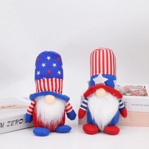 Patriotic USA Independence Day gnomes plush decor with red white and blue stars stripes