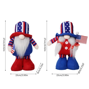 Patriotic USA Independence Day gnomes set with flag and size dimensions in 27cm height