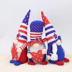 Three USA Independence Day gnomes with stars and stripes hats on white background