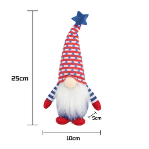 Patriotic 4th of July faceless gnome plush decoration with dimensions 25x10x5 cm