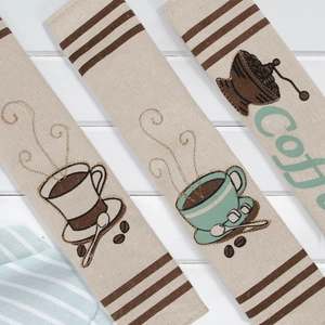 3pcs coffee themed burlap handle covers for refrigerators and microwave ovens decoration