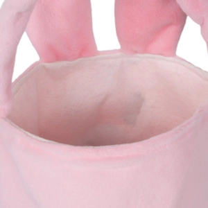 Panier de Pâques en peluche rose avec oreilles de lapin pour bonbons et décoration