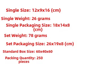 Size and weight details for Christmas gnome ornaments with dimensions 12x9x16cm and 26g