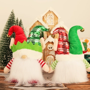 Gnomi di Natale luminosi con cappelli di paillettes e campanelli per decori festivi