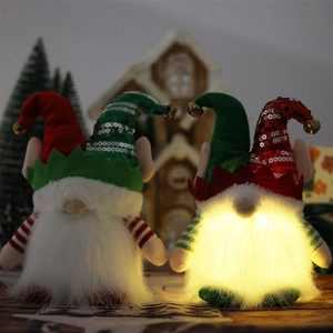 Gnomi di Natale luminosi con cappelli di paillettes e barbe a LED per decorazioni