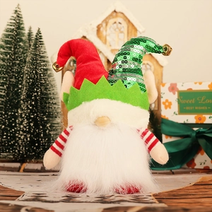 Gnomo di Natale luminoso con cappello di velluto rosso e paillettes per decorazione
