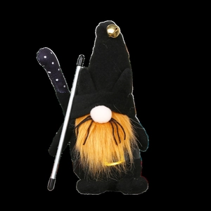 Gnomo navideño de felpa con gorro de orejas de gato y barba naranja para interiores