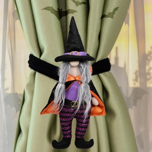 Halloween Gnome Curtain Buckle Witch Frankenstein Plush Tieback Holder Window Decoration Holiday Party Ornament Tie Rope