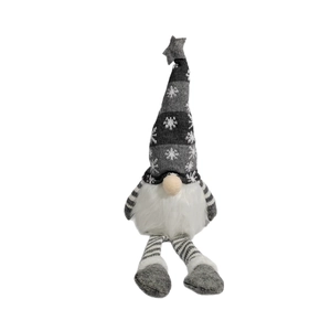 Lighted Christmas gnome plush with snowflake knitted star hat and striped long legs