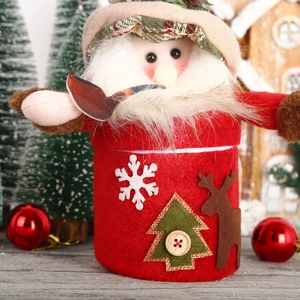 Christmas Santa Claus gift jar with red felt fabric and elk decor for holiday candy storage