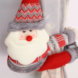 Embrasse de rideau Père Noël classique rouge et blanc avec texture tricotée de Noël