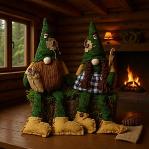 Coffee Themed Christmas Gnome Plush Rudolf Faceless Doll Green Hat Hanging Legs Home Decor Handmade Swedish Tomte Ornament