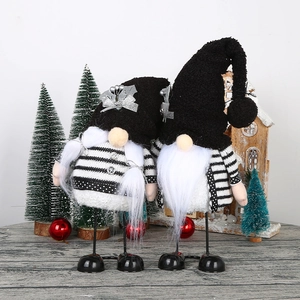 Nordic Wedding Gnomes Faceless Doll Ornament Black White Striped Knitted Christmas Gnomes For Home Tabletop Decor Creative Gift
