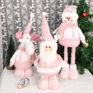 Pink sequined Christmas gnomes featuring Santa, reindeer and snowman in a plush festive set