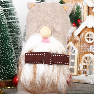 Gnomo di Natale con cappello in feltro, barba finta e fiocco di nastro marrone
