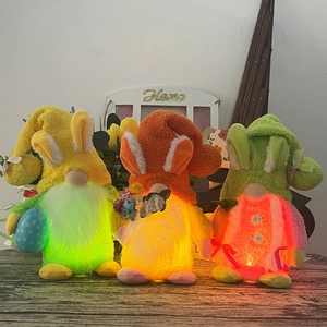 Glow Easter gnomes with rabbit ears and LED lights for home festive decoration