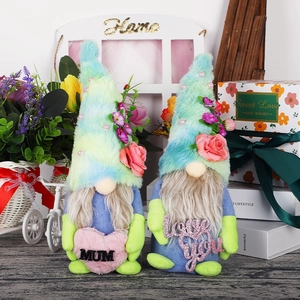 Muttertag Gnom Plüsch Ornament Blau Farbverlauf Hut Herz Rose Gesichtslos Puppe Für Mama Geschenk Home Tischdeko