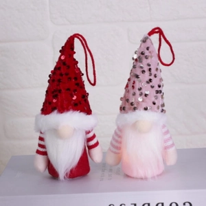 Gnomo di Peluche con Paillettes per Natale San Valentino Con Luce LED Nano Senza Volto Decorazione Sospesa per Casa Festa