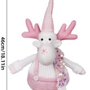 Pink sequin reindeer plush doll measuring 46cm for Christmas window display decoration