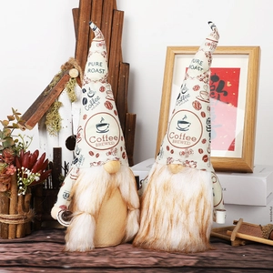 Nordic Knitted Coffee Gnome Christmas Decor Faceless Plush Doll With Coffee Bean Pattern For Home Cafe Desktop Ornament Gift