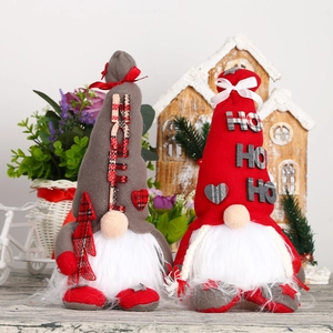 Christmas Gnome Doll LED Light Faceless Plush Tomte Plaid Hat Tabletop Xmas Desktop Decoration Home Holiday Ornament